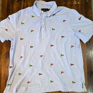Polo Ralph Lauren Polo Mens Hampton Blue Striped Nautical Flag Knit Oxford XXL